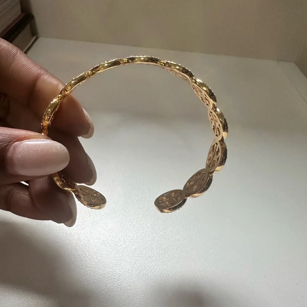 Tory Burch Gold Miller Pave Cuff - Picture 2 of 7
